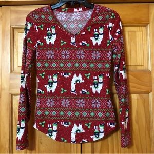 Christmas llama long sleeve tee